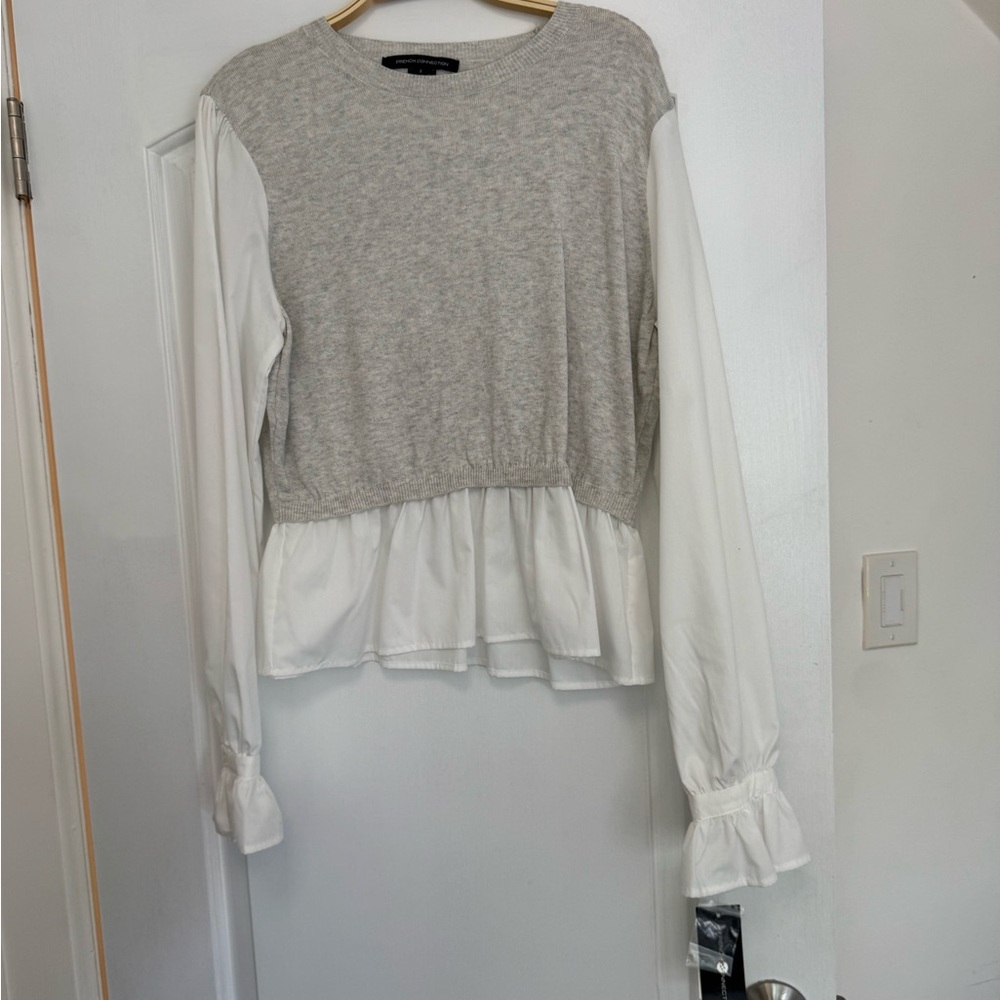 Gray and White Women's Top